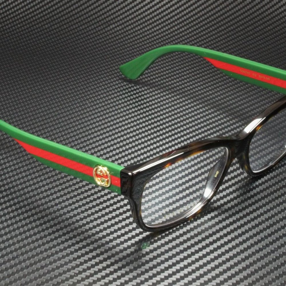 Gucci Square 55mm Green/Red Stripe Eyeglasses - Picture 4 of 4